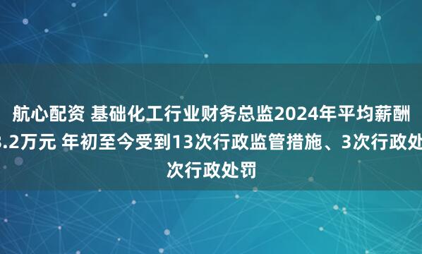 航心配资 基础化工行业财务总监2024年平均薪酬68.2万元 年初至今受到13次行政监管措施、3次行政处罚